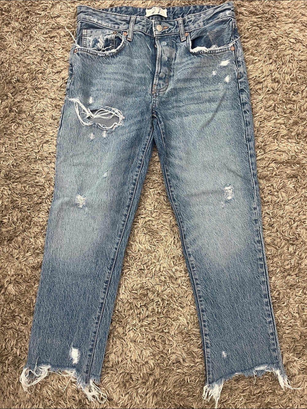 We The Free Light Blue Distressed Ankle Jeans